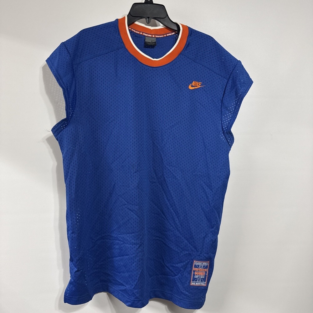 Nike Vintage Supreme Court East vs West White Blue Basketball Jersey XL Y2K 2000